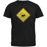 Monkey Crossing Sign Black Adult T-Shirt