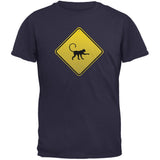 Monkey Crossing Sign Black Adult T-Shirt