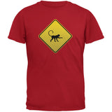Monkey Crossing Sign Black Adult T-Shirt