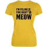Cats I'm Feline Fine Right Meow Aqua Juniors Soft T-Shirt