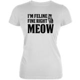 Cats I'm Feline Fine Right Meow Aqua Juniors Soft T-Shirt