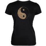 Cheetah Print Ying Yang Black Juniors Soft T-Shirt