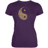 Cheetah Print Ying Yang Black Juniors Soft T-Shirt