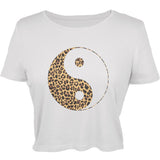 Cheetah Print Ying Yang Black Juniors Soft T-Shirt
