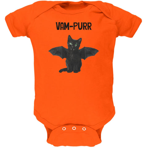 Halloween Cat Vampire Vam-purr Orange Soft Baby One Piece