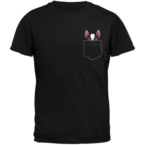 Boston Terrier Pocket Pet Black Adult T-Shirt