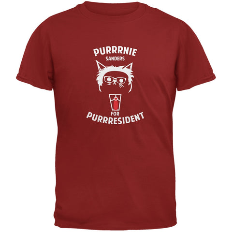 Bernie Sanders for Purrresident Cardinal Red Adult T-Shirt