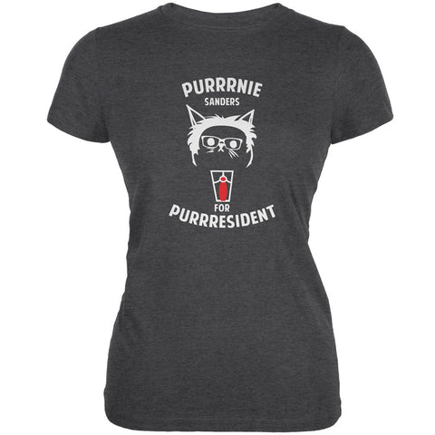 Bernie Sanders for Purrresident Dark Heather Juniors Soft T-Shirt