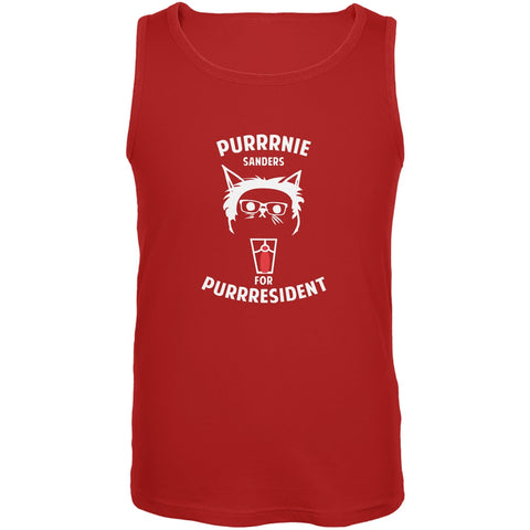 Bernie Sanders for Purrresident Red Adult Tank Top
