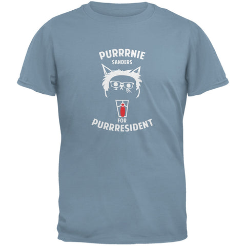 Bernie Sanders for Purrresident Stone Blue Adult T-Shirt