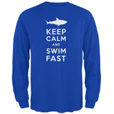 Shark Keep Calm and Swim Fast Black Adult Long Sleeve T-Shirt
