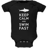 Shark Keep Calm and Swim Fast Black Soft Baby One Piece