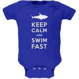 Shark Keep Calm and Swim Fast Black Soft Baby One Piece