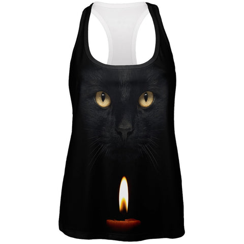 Halloween- Black Cat By Candle Light All Over Womens Racerback Tank