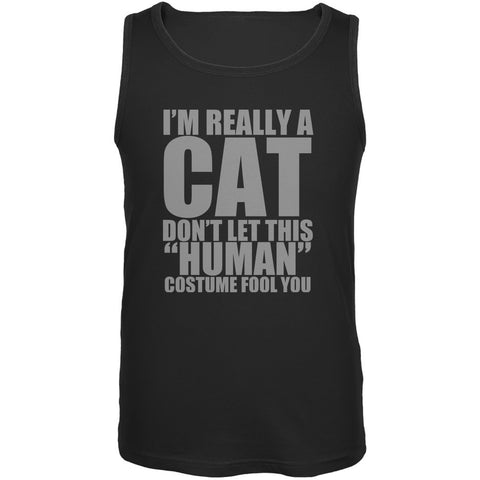 Halloween Human Cat Costume Black Adult Tank Top