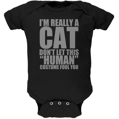 Halloween Human Cat Costume Black Soft Baby One Piece