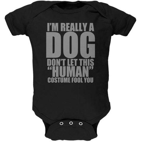 Halloween Human Dog Costume Black Soft Baby One Piece