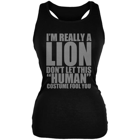 Halloween Human Lion Costume Black Juniors Soft Tank Top