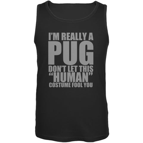Halloween Human Pug Costume Black Adult Tank Top
