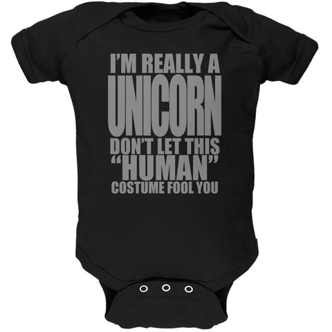 Halloween Human Unicorn Costume Black Soft Baby One Piece