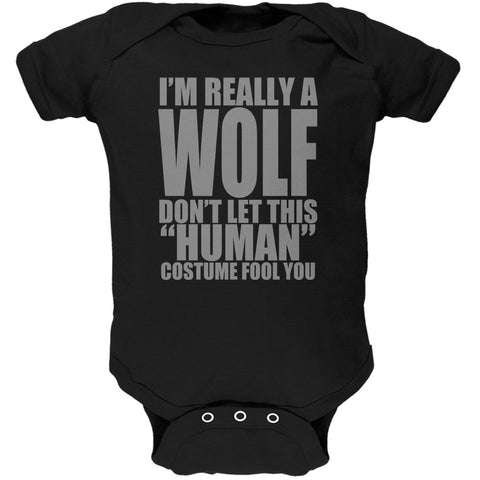Halloween Human Wolf Costume Black Soft Baby One Piece