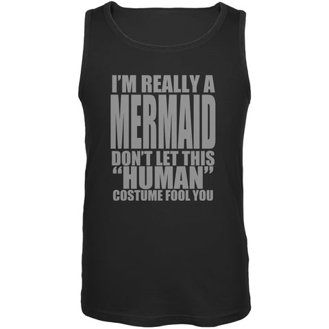 Halloween Human Mermaid Costume Black Adult Tank Top