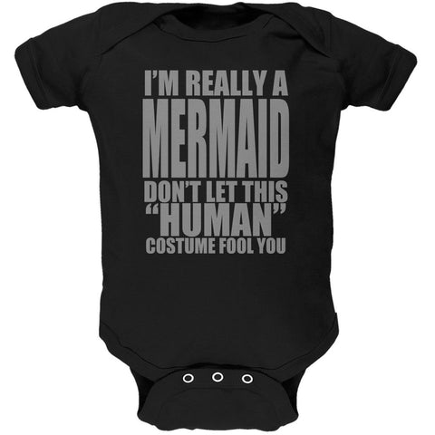 Halloween Human Mermaid Costume Black Soft Baby One Piece