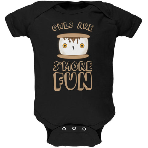 Owl Are S'More Fun Black Soft Baby One Piece