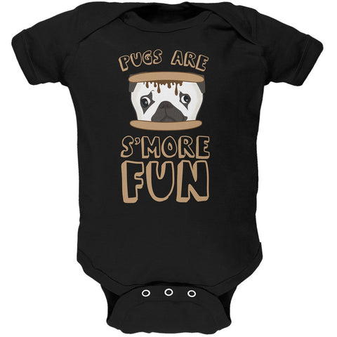 Pugs Are S'More Fun Black Soft Baby One Piece