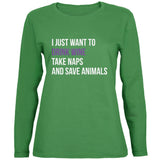 Drink Wine Take Naps and Save Animals Black Womens Long Sleeve T-Shirt