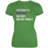 Drink Wine Take Naps and Save Animals Black Juniors Soft T-Shirt