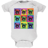 Pug Pop Art Repeating Squares Black Soft Baby One Piece