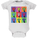 Giraffes Pop Art Repeating Squares Black Soft Baby One Piece