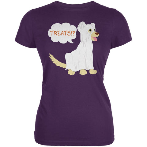 Halloween Ghost Treats Dog Purple Juniors Soft T-Shirt