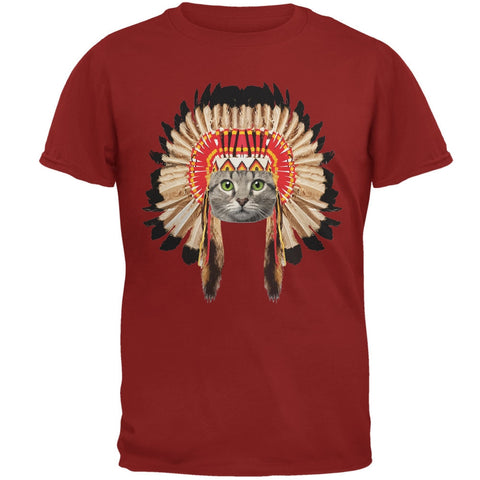 Thanksgiving Funny Cat Native American Adult T-Shirt