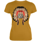 Thanksgiving Funny Cat Native American Juniors Soft T-Shirt