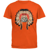 Thanksgiving Funny Cat Native American Gold Youth T-Shirt