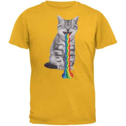 Rainbow Vomit Cat Gold Adult T-Shirt