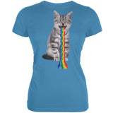 Rainbow Vomit Cat Aqua Juniors Soft T-Shirt