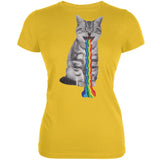 Rainbow Vomit Cat Aqua Juniors Soft T-Shirt