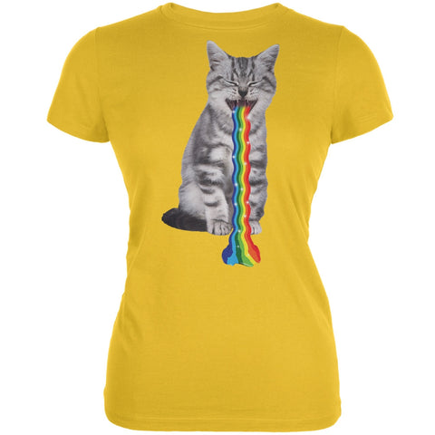 Rainbow Vomit Cat Aqua Juniors Soft T-Shirt