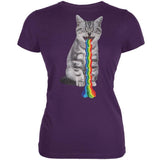 Rainbow Vomit Cat Aqua Juniors Soft T-Shirt