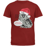 Christmas Who Who Who Owl Cardinal Red Adult T-Shirt