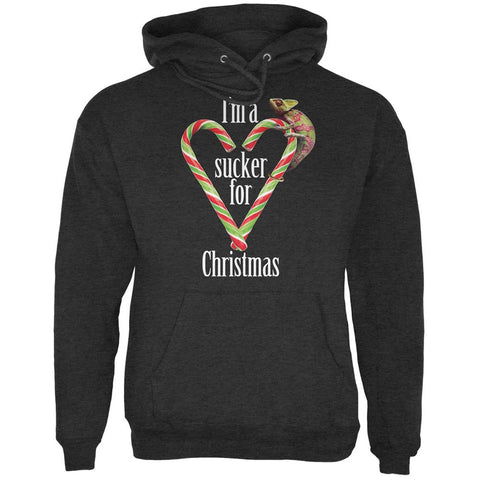 Sucker For Christmas Chameleon Charcoal Heather Adult Hoodie