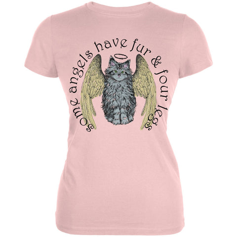 Cat Angel Blush Pink Juniors Soft T-Shirt