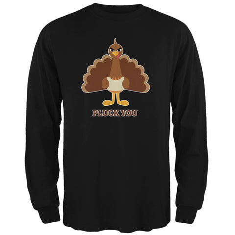 Funny Turkey Pluck You Black Adult Long Sleeve T-Shirt
