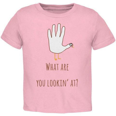 Thanksgiving Turkey What Are You Looking At?  Light Pink Toddler T-Shirt