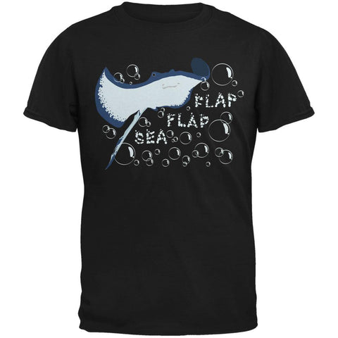 Sea Flap Flap Stingray Black Adult T-Shirt
