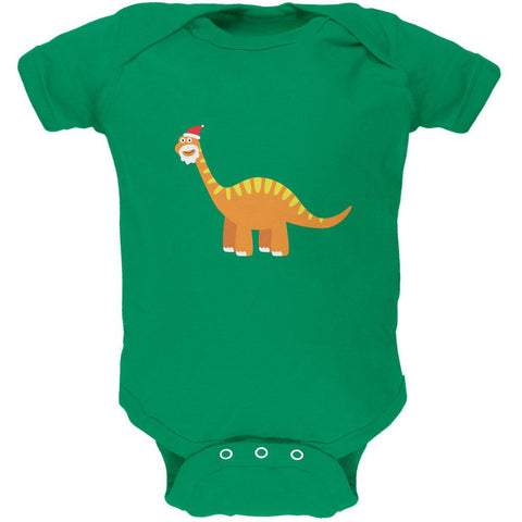 Christmas Dinosaur Brachiosaurus Apple Green Soft Baby One Piece