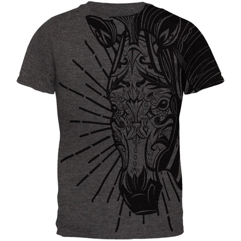 Tribal Zebra All Over Dark Heather Adult T-Shirt